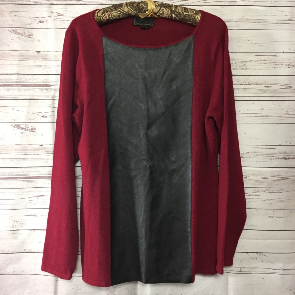 Buffalo women’s leather red LS Casual Sweater xl
